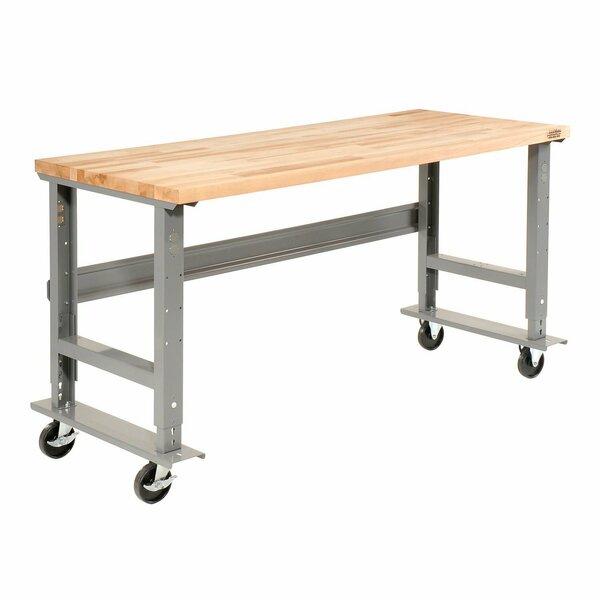 Global Industrial Mobile Workbench, 72 x 30in, Adjustable Height, Maple Square Edge 183168A